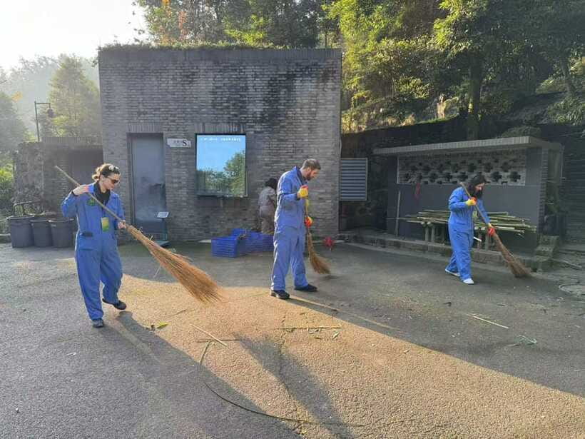 Chengdu: Dujiangyan Panda Base Volunteering Day Trip - Preparing bamboo and panda food