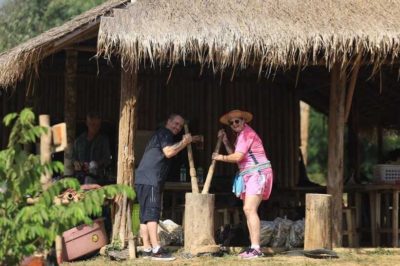 Chiang Mai: Elephant Sanctuary Bamboo Raft & Padthai Cooking - Returning to the river with the elephants